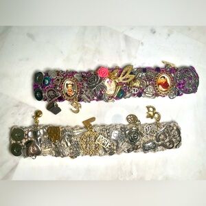 Silver and Purple Charm Bracelets